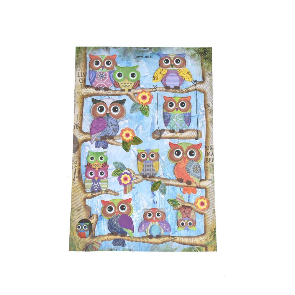 Boho Chic 3D Owl Stickers, 11-Piece
