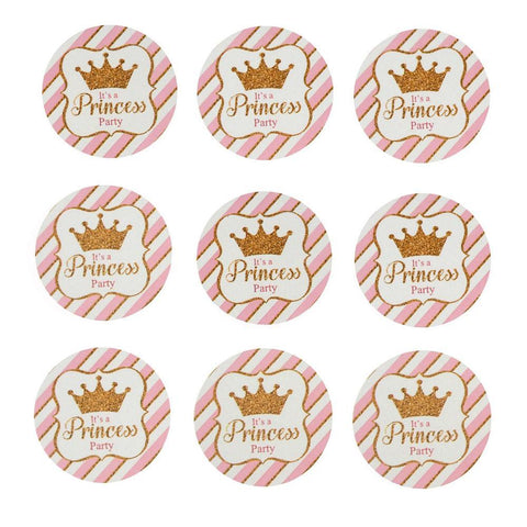 Glitter Royal Crown Seal Paper Stickers, Light Pink, 1-Inch, 24-Count