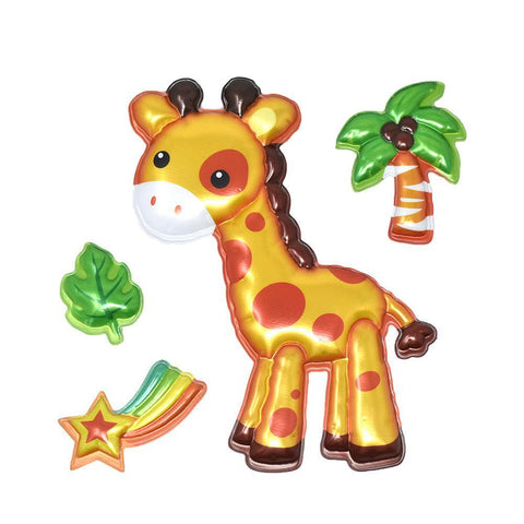 Giraffe with Tree Wall Decal 3D Balloon Stickers, Assorted, 4-Piece