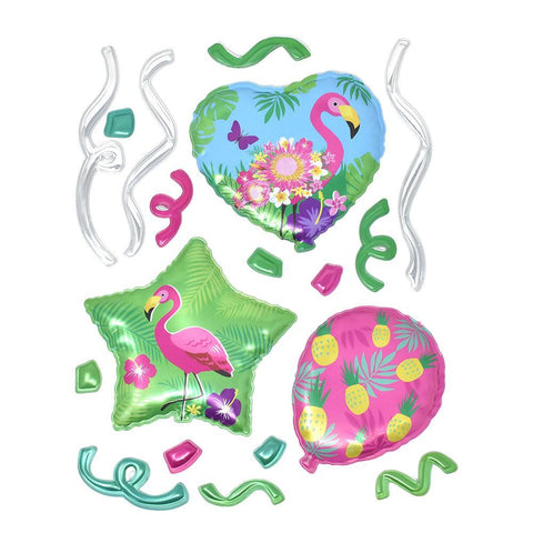 Flamingo Themed Balloons Wall Decal 3D Stickers, Assorted, 18-Piece