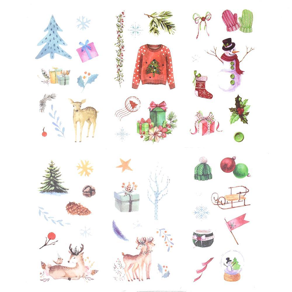 Animals and Presents Christmas Holiday Stickers, 6-Sheets