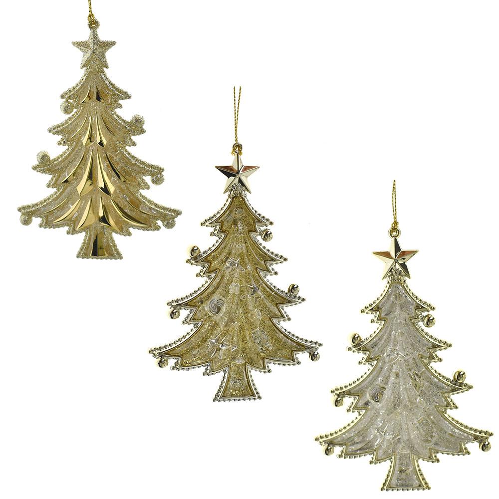 Gold Accent Christmas Tree Christmas Ornaments, 5-Inch, 3-Piece