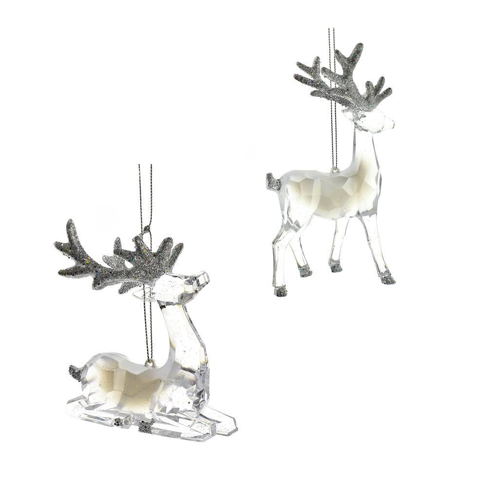 Geometric Glitter Reindeer Ornaments, 2-Piece