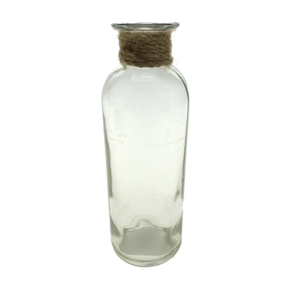 Jute Twine Skinny Glass Bottle, Clear, 6-1/4-Inch