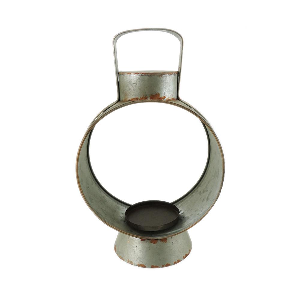 Galvanized Metal Lantern, 14-3/4-Inch