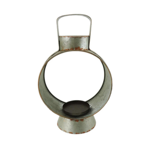 Galvanized Metal Lantern, 14-3/4-Inch