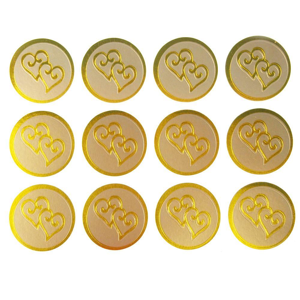 Twin Hearts Print Seal Stickers, 1-inch, 100-count