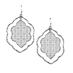 Cloud Design Filigree Earrings, 1-3/4-Inch