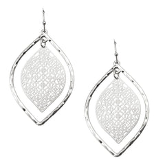 Leaf Design Filigree Earrings, 1-3/4-Inch