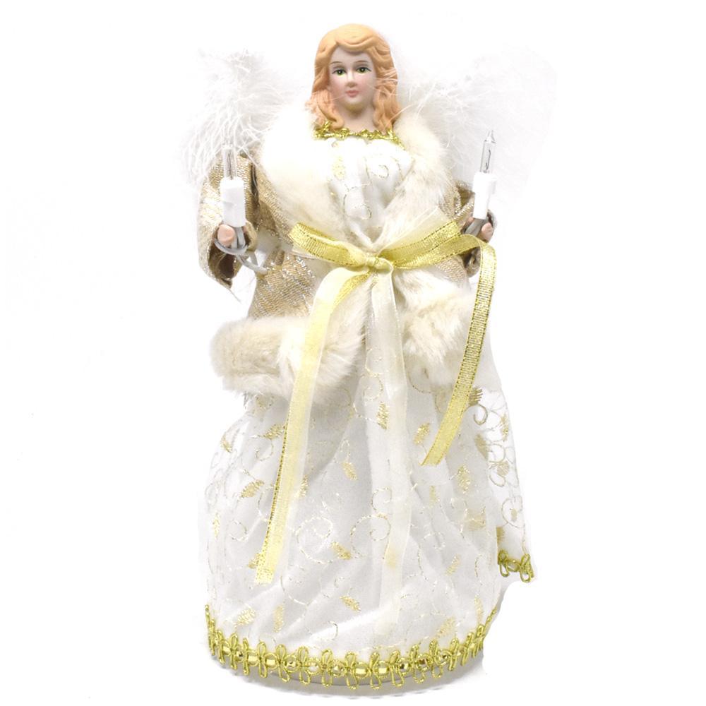 Elegant Angel Christmas Tree Topper Incandescent Lights , White/Gold, 10-Inch