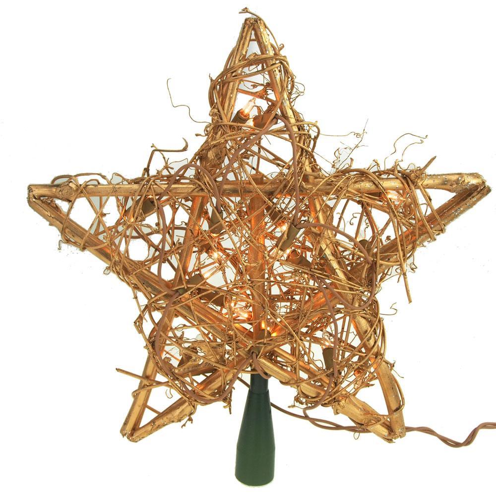 Rattan Star Christmas Tree Top, Gold, 12-Inch