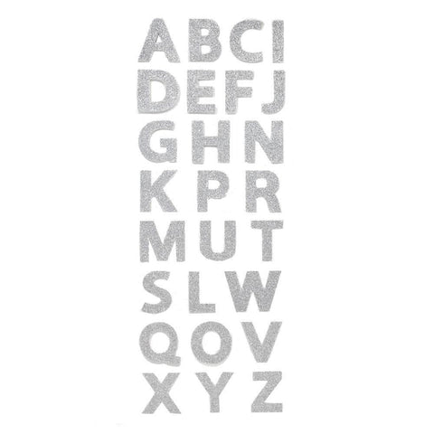 Big Font Glitter Alphabet Foam Stickers, Silver, 2-Inch, 26-Piece