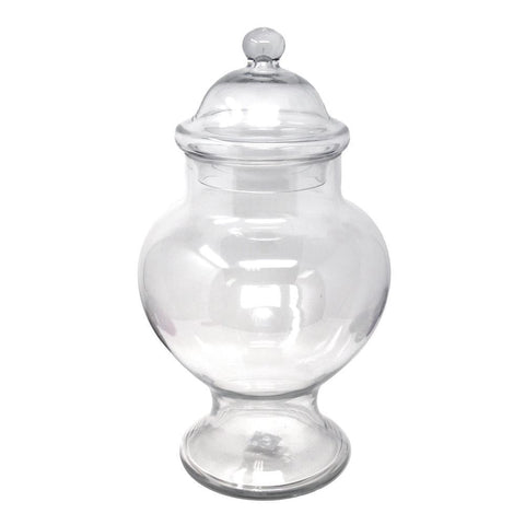 Clear Glass Apothecary Candy Jar, 18-Inch, Rounded Stem