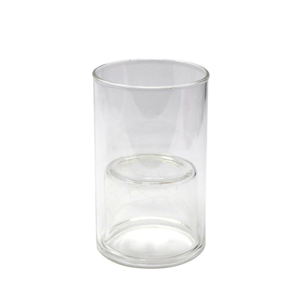 Clear Glass Cup Taper Candle Holder, 3-7/8-Inch