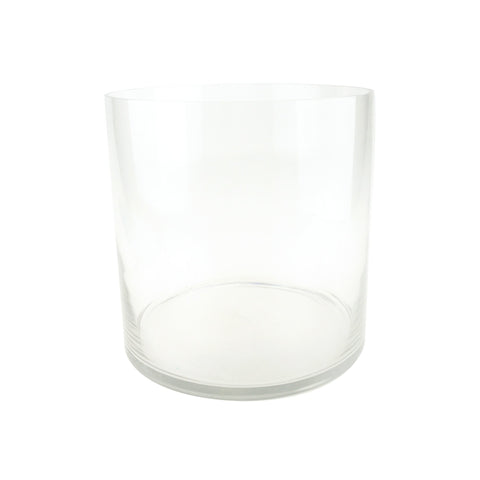 Wide Bottom Cylinder Glass Vase, 10-Inch