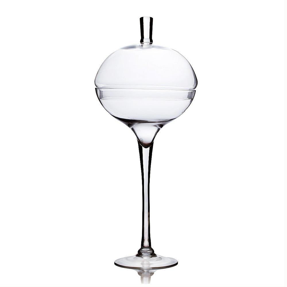 Tall Stemmed Ball Clear Glass Vase, 24-Inch