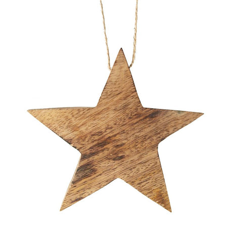 Star Wooden Christmas Ornament, 4-1/2-Inch