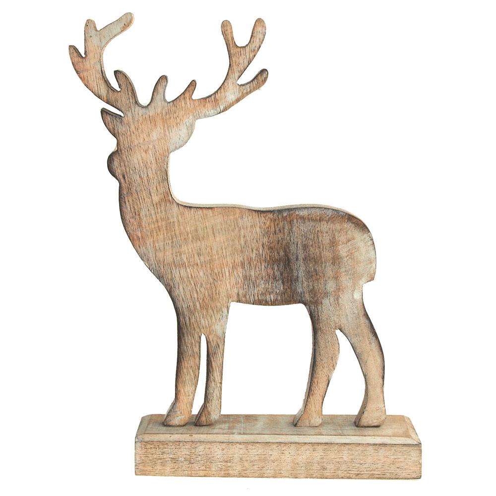 Reindeer Stand Wooden  Christmas Ornament, 8-Inch