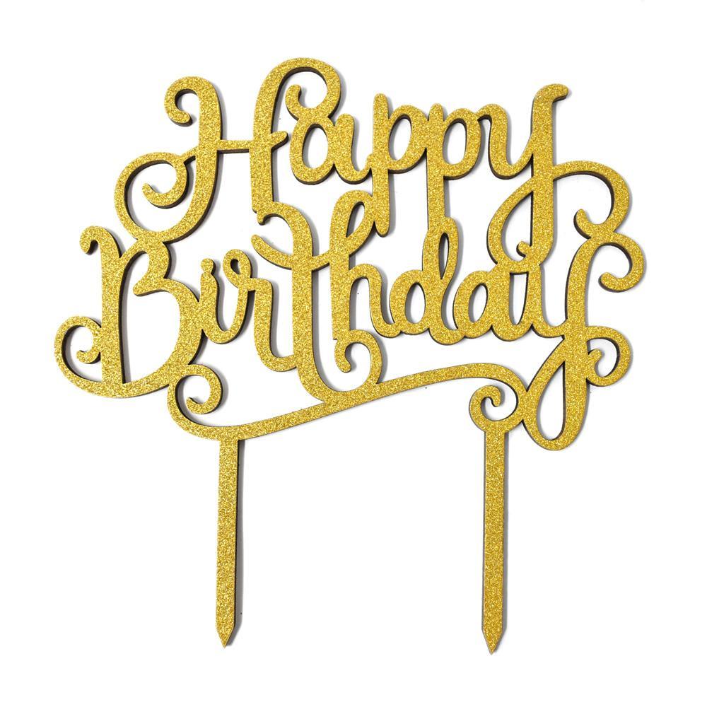 Happy Birthday Glitter Cake Topper, 6-Inch