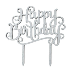 Happy Birthday Glitter Cake Topper, 6-Inch