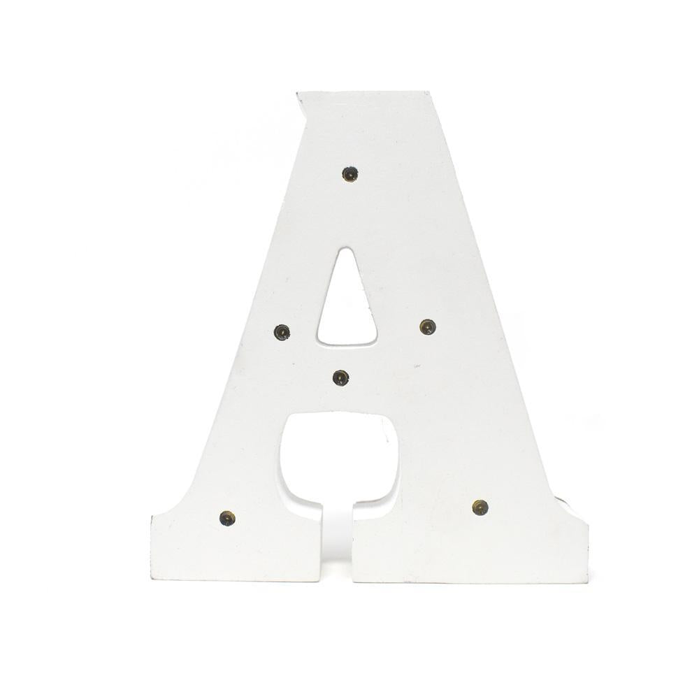 LED Wood Letter A, White, 6-1/4-Inch