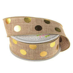 Metallic Dots Wired Canvas Ribbon, 1-1/2-Inch, 10 Yards