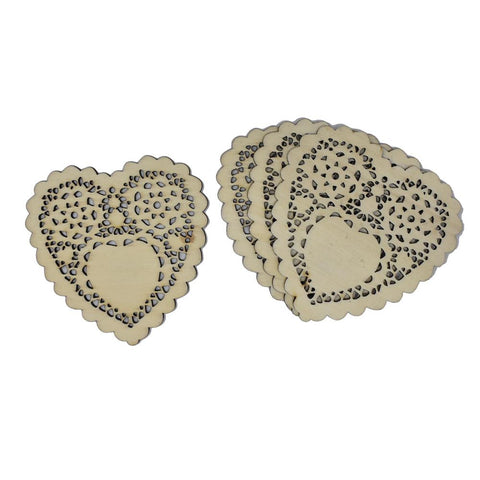 Craft Wood Laser Cut Wood Hearts, Natural, 3-Inch, 4-Piece