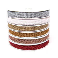 Glittered Grid Weave Ribbon, 3/8-Inch, 25 Yards