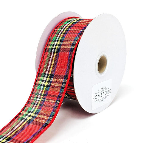 Christmas Tartain Plaid Wired Ribbon, 1-1/2-Inch, 10-Yard