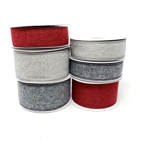 Christmas Soft Brushed Linen Wired Ribbon, 10-yard