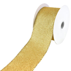 Christmas Flat Glitter Wired Edge Ribbon, 10-Yard