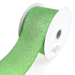 Christmas Flat Glitter Wired Edge Ribbon, 10-Yard