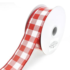 Printed Gingham Patterned Wired Ribbon, 1-1/2-Inch, 10-Yard