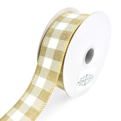 Printed Gingham Patterned Wired Ribbon, 1-1/2-Inch, 10-Yard