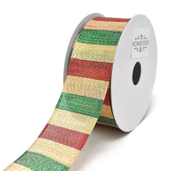 Shiny Metallic Stripes Wired Ribbon, 1-1/2-Inch, 10-Yard