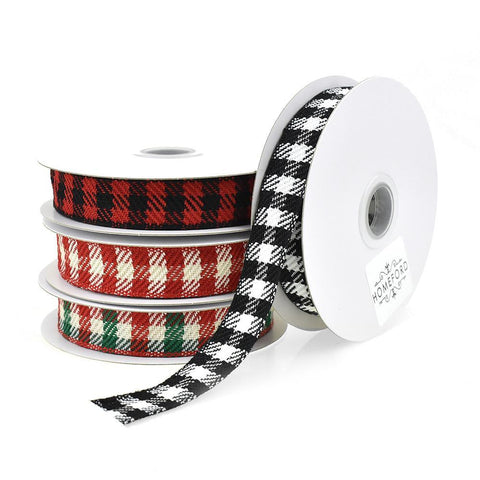 Christmas Woven Buffalo Plaid Ribbon, 7/8-Inch, 10-Yard