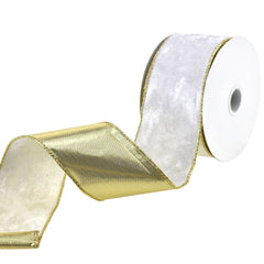 Christmas Velvet and Gold Back Wired Ribbon, 2-1/2-Inch 10-Yard