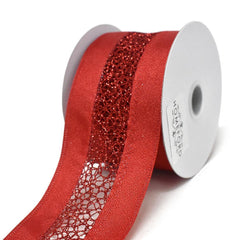 Elegant Satin Ribbon with Glitter Web Center Wired Ribbon, 2-1/2-Inch, 10-Yard