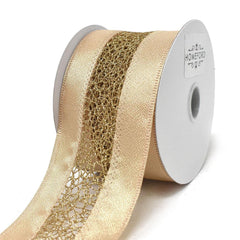 Elegant Satin Ribbon with Glitter Web Center Wired Ribbon, 2-1/2-Inch, 10-Yard