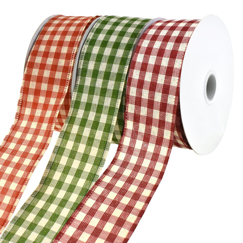 Rustic Picnic Gingham Wired Ribbon, 1-1/2-Inch, 10-Yard