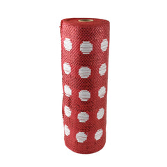 Polyester Polkadot Fabric Mesh, 10-Inch x 10-Yard - Red/White