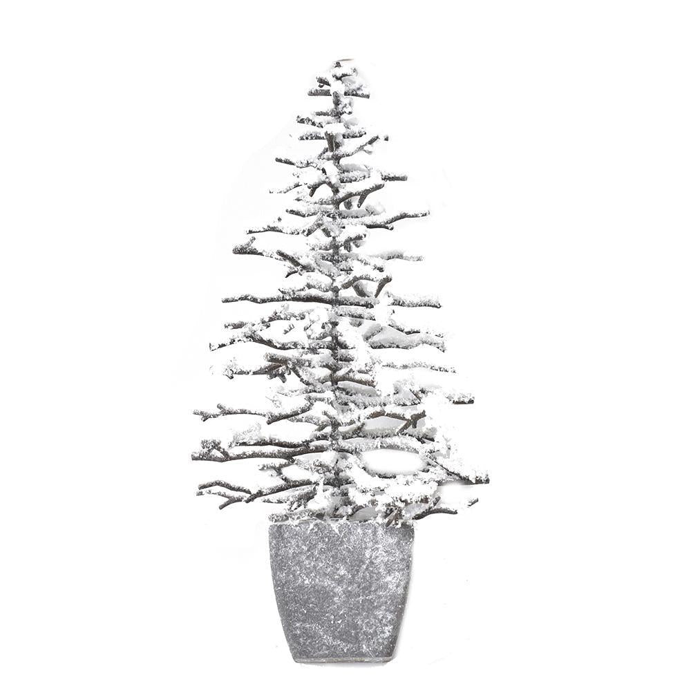 Frosted Artificial Mini Christmas Tree with Pot, 13-Inch