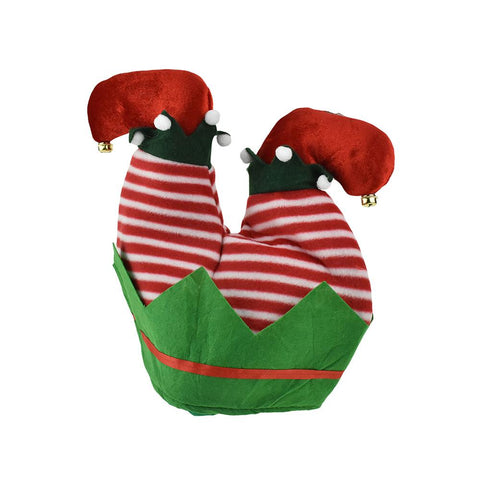 Christmas Elf Legs Hat With Bells, 12-Inch