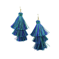 Three Layer Tassel Earrings, 2-1/4-Inch