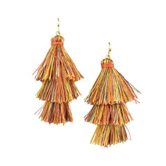 Three Layer Tassel Earrings, 2-1/4-Inch