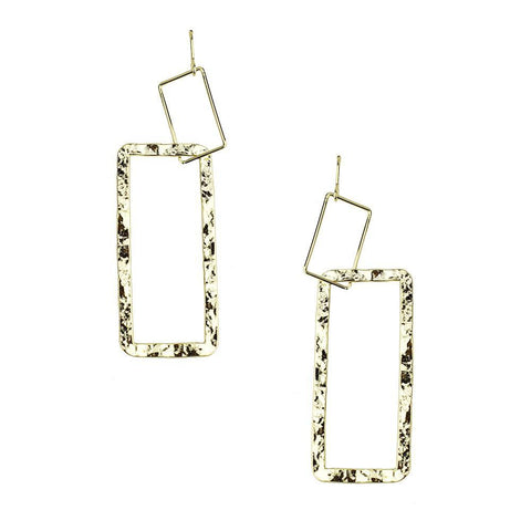 Double Open Rectangle Drop Earrings, 3-Inch