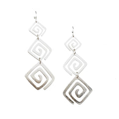 Tier Greek Motif Earrings, 2-1/2-Inch