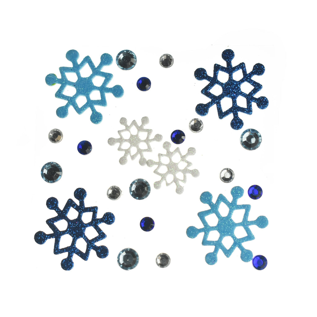 Glitter Snowflake Foam and Gem Stickers, Assorted Sizes, 23-Piece