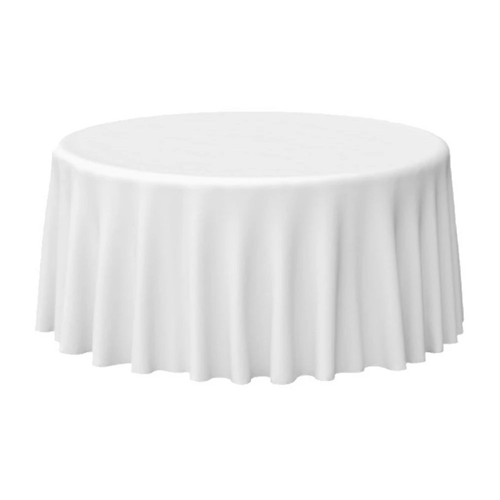 Round Woven Table Cloth, 96-Inch - White