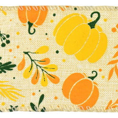 Autumn Pumpkin Patch Canvas Ribbon, 2-1/2-Inch, 10-Yard - Toffee